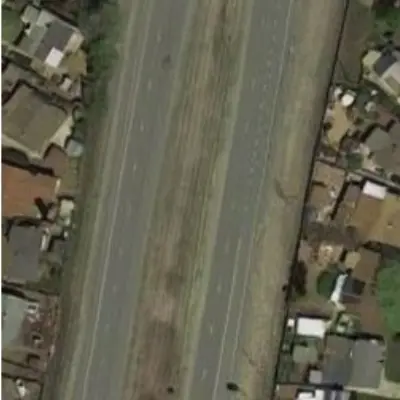 Houses along both sides of a highway